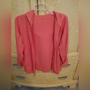 Liz Claiborne coral zip up hoodie. Size large. Like new condition